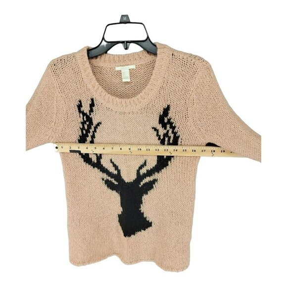 Forever 21 Womens Sweater Buck Deer Stag Mohair Small Peach Casual Holiday - Picture 4 of 8